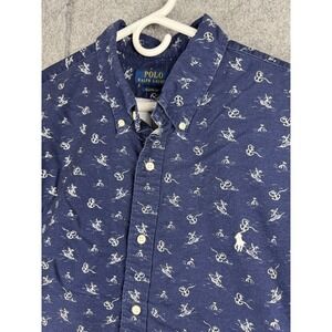 POLO Ralph Lauren Shirt Men's 2XL Classic Fit Blue‎ Button Short Sleeve Nautical